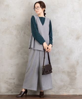 ＜sab street my standard (Women/大きいサイズ)＞ＦＯＮＴＬＡＢ　モックツイストクロスジレ×ワイドパンツセットアップ　３３ー２８ー５４４２
