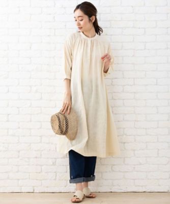 スクエア刺繍ワンピース　プラスサイズ