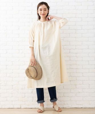 スクエア刺繍ワンピース　プラスサイズ