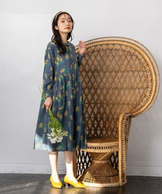 ＩＮＤＥＳＩＧＮ　ミモザプリントワンピース　プラスサイズ