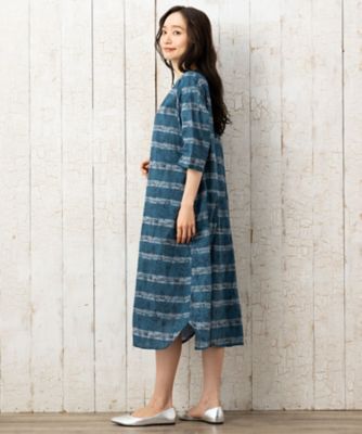 ボタニカルボーダープリントワンピース