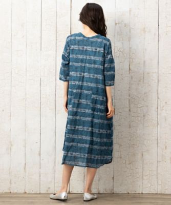 ボタニカルボーダープリントワンピース
