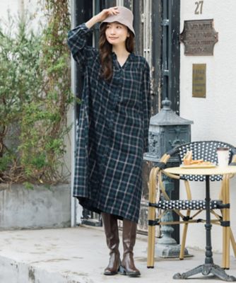 起毛ラメチェックワンピース プラスサイズ 33ー30ー9521 | sab