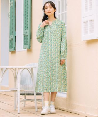 フリルカラーフラワープリントワンピース　３３ー３０ー９５９８