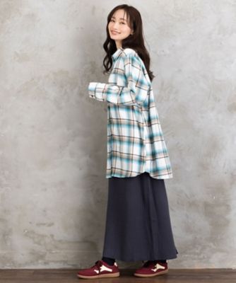 吸湿・発熱 ソフトサーモ起毛チェックシャツチュニック