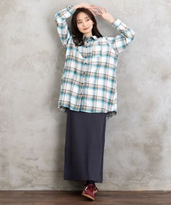吸湿・発熱 ソフトサーモ起毛チェックシャツチュニック
