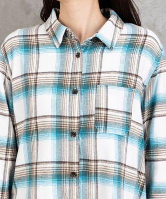 吸湿・発熱 ソフトサーモ起毛チェックシャツチュニック