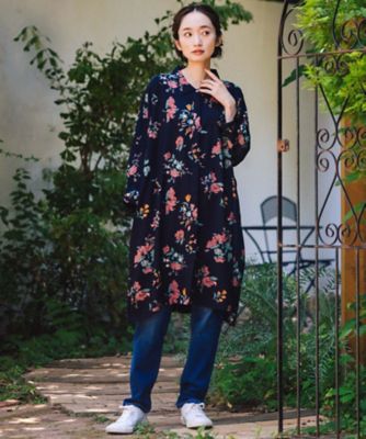 INDESIGN フラワーブーケプリントシャツチュニック 33ー30