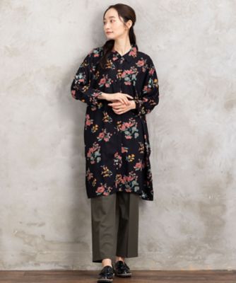 INDESIGN フラワーブーケプリントシャツチュニック 33ー30