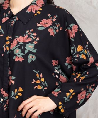 サブストリート（sab street）/【大きいサイズ】INDESIGN フラワーブーケプリントシャツチュニック INDESIGN フラワーブーケプリントシャツチュニック 33ー30