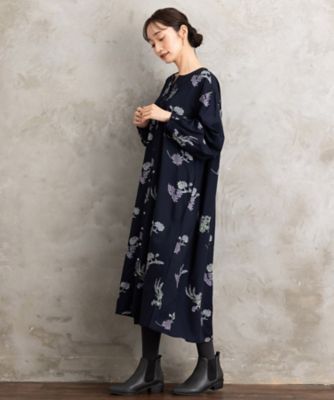 INDESIGN フラワープリントピンタックワンピース 33ー30ー