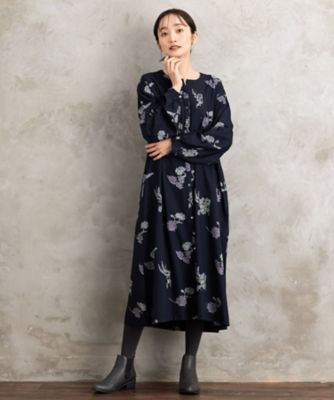 サブストリート（sab street）/【大きいサイズ】INDESIGN フラワープリントピンタックワンピース INDESIGN フラワープリントピンタックワンピース 33ー30ー