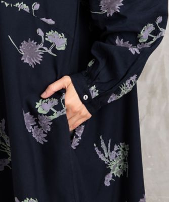 INDESIGN フラワープリントピンタックワンピース 33ー30ー