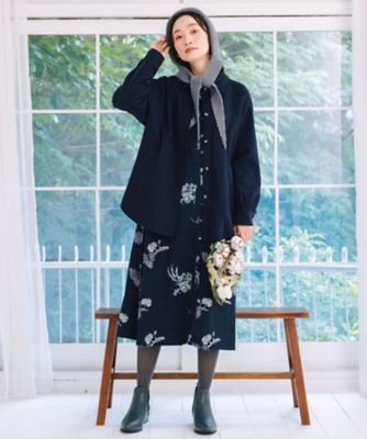 INDESIGN フラワープリントピンタックワンピース 33ー30ー