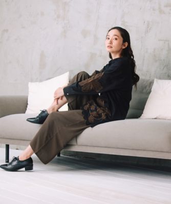 INDESIGN フラワーエンブロイダリーシャツチュニック プラス