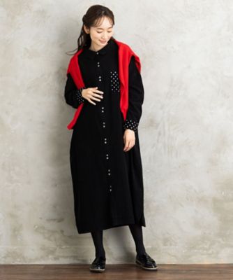 INDESIGN ドットポケットコーデュロイシャツワンピース 33ー