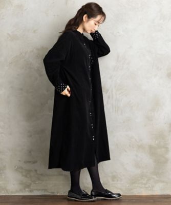 INDESIGN ドットポケットコーデュロイシャツワンピース プラス