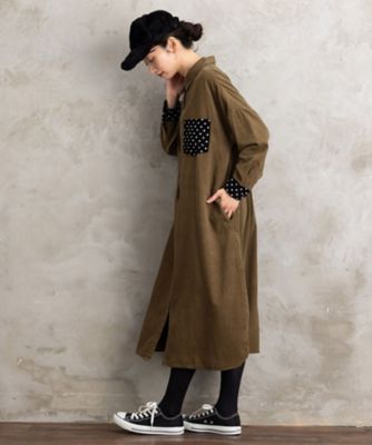 INDESIGN ドットポケットコーデュロイシャツワンピース 33ー