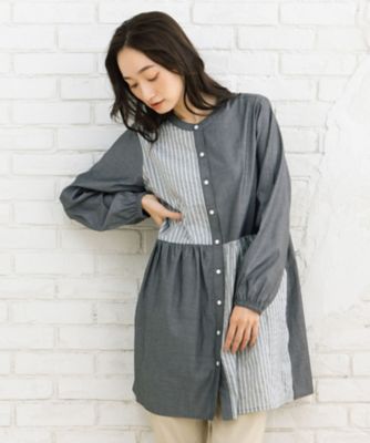 me チュニック パッチワークストライプチュニック 33ー30ー9650 | sab