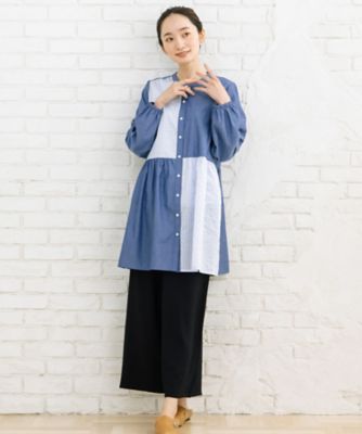familiar ♡ ストライプ チュニック パッチワークストライプチュニック プラスサイズ 33ー30ー