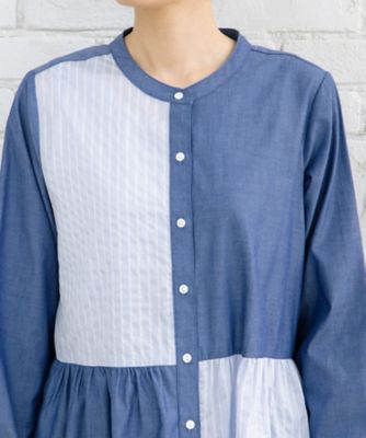 familiar ♡ ストライプ チュニック パッチワークストライプチュニック プラスサイズ 33ー30ー
