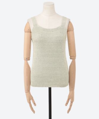 美品　ebure エブール　メランジカラーコットン ノースリーブニット　日本製 メランジカラーリネン トップス 4110800379 | ebure