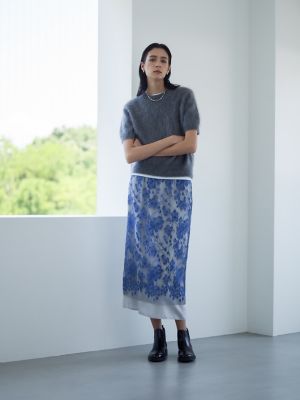 ＜ebure (Women)＞ブルーフラワーレース　タイトスカート　４２１０５００１２５