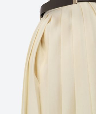 極美品✨25AW　定価7.8万　エブール　ウールポプリン プリーツスカート　38 PerlePecheファンシーミックスツイードフリンジスカート/le.coeur