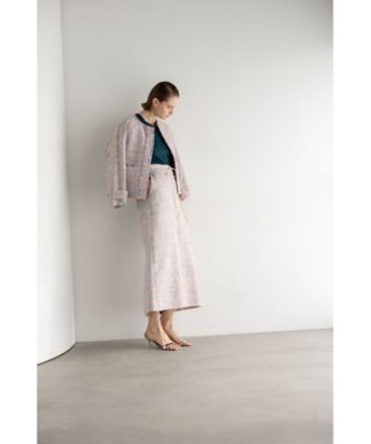 ＜ebure (Women)＞ブルーネオンツイードジャケット　４３１０４００１３４