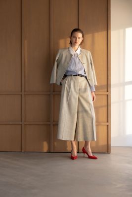 ＜ebure (Women)＞コットンリネンストライプシャツ　４３１０７００５７２