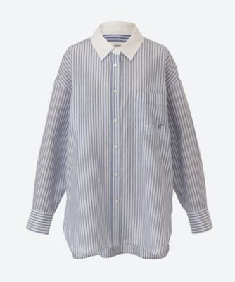 極美品　エブール　ebure ストライプ柄　ロングスリーブシャツ コットンリネンストライプシャツ 4310700572 | ebure (Women