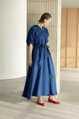 ＜ebure (Women)＞ピュアリネンヘリンボーンワンピース　４３１０３００２８８