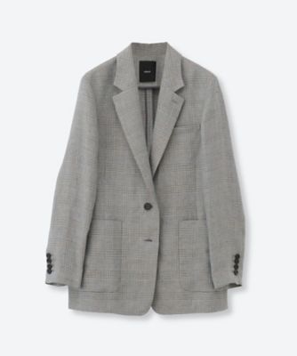 エルネスト⭐️42⭐️春夏ジャケット⭐️リネンチェック⭐️アイボリーグレー定価15万 リネングレンチェックジャケット 4310400184 | ebure (Women