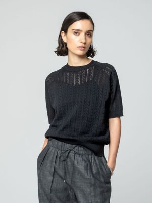 ebure コンパクトセミシアー ニットプルオーバー　カットソー コンパクトセミシアー ニットプルオーバー | ebure (Women)/エブール