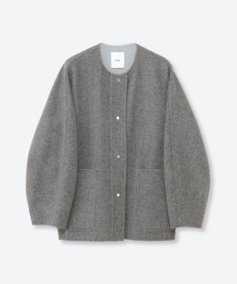 リュクスシャルムビーバーノーカラーショートコート