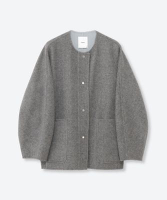 リュクスシャルムビーバーノーカラーショートコート