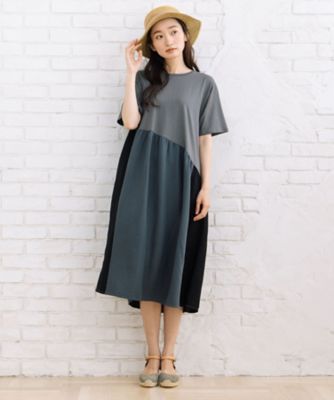 ＜sab street my standard (Women/大きいサイズ)＞異素材コンビカラーブロックワンピース　３３３６９６２６