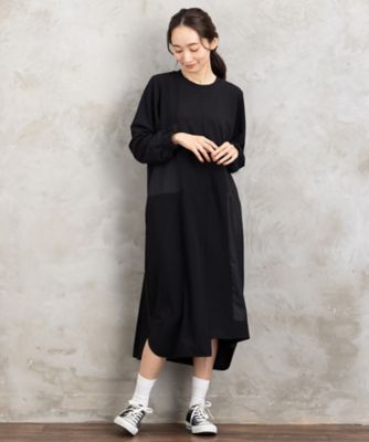 【送料無料】sab street my standard (Women/大きいサイズ)/サブストリート マイスタンダード FONTLAB 異素材コンビアシメワンピース 33ー36ー9654 ブラック(00) ワンピース・ドレス【三越伊勢丹/公式】