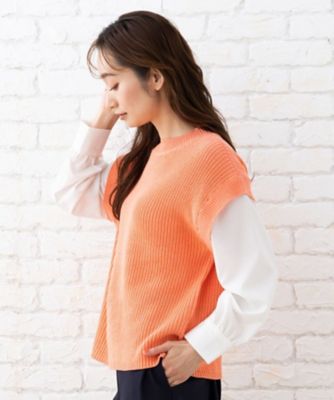 ＦＯＮＴＬＡＢ　ベスト×レイヤード風２ｗａｙニットトップス