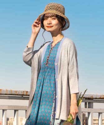 sab street my standard (Women/大きいサイズ)/サブストリート マイスタンダード ＦＯＮＴＬＡＢ　　ＣＯＯＬ・ＵＶ　２ＷＡＹシアー配色カーディガン　３３－５３－１２０１
