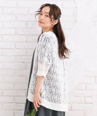 ＭＡＤＥ　ＩＮ　ＪＡＰＡＮ　ストローヤーンホールガーメント透かし編みボレロ　３３５３１２７６