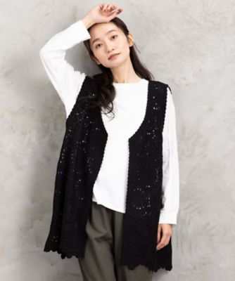 ウール混クロシェレースジレ　３３ー５４ー１３０７