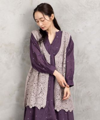 ＜sab street my standard (Women/大きいサイズ)＞ウール混クロシェレースジレ　３３ー５４ー１３０７