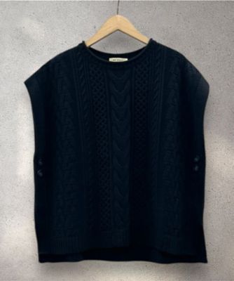 MADE IN JAPAN ケーブル柄ニットベスト プラスサイズ 33
