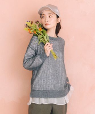FONTLAB メッシュニット×シフォンヘムインナー