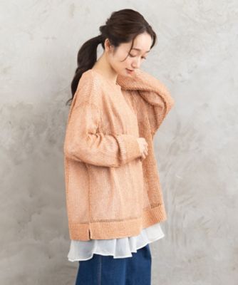 【送料無料】sab street my standard (Women/大きいサイズ)/サブストリート マイスタンダード FONTLAB メッシュニット×シフォンヘムインナーアンサンブル 33ー58ー1299 オレンジ(71) トップス【三越伊勢丹/公式】