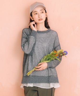 FONTLAB メッシュニット×シフォンヘムインナーアンサンブル