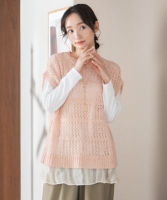 ＜sab street my standard (Women/大きいサイズ)＞ＦＯＮＴＬＡＢ　テープヤーンニットベスト×チェックフリルヘムインナーアンサンブル　３３ー５８ー１３３４