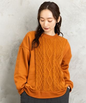 ＜sab street my standard (Women/大きいサイズ)＞ＦＯＮＴＬＡＢ　ニットケーブルコンビ裏起毛スウェット　３３－６１－２３４２
