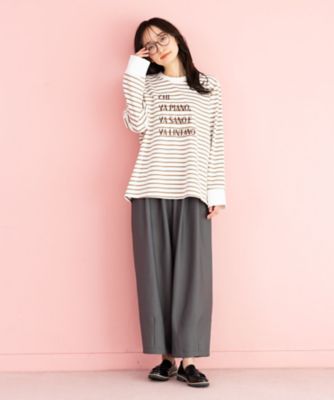 ＦＯＮＴＬＡＢ　メッセージ刺繍ボーダーカットソー